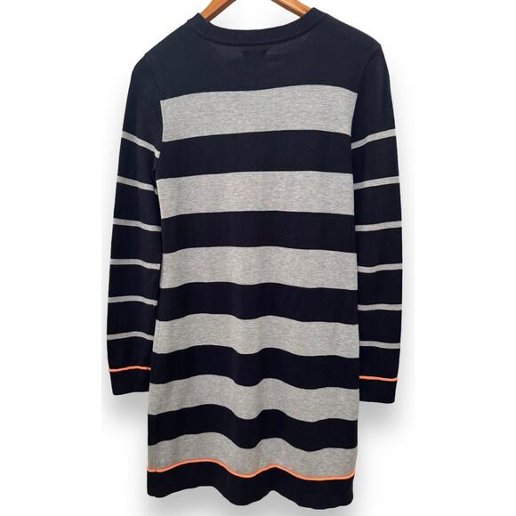 Vince Camuto Sweater Dress Womens S Striped Midi Navy Gray LS Nautical Preppy - Picture 2 of 5